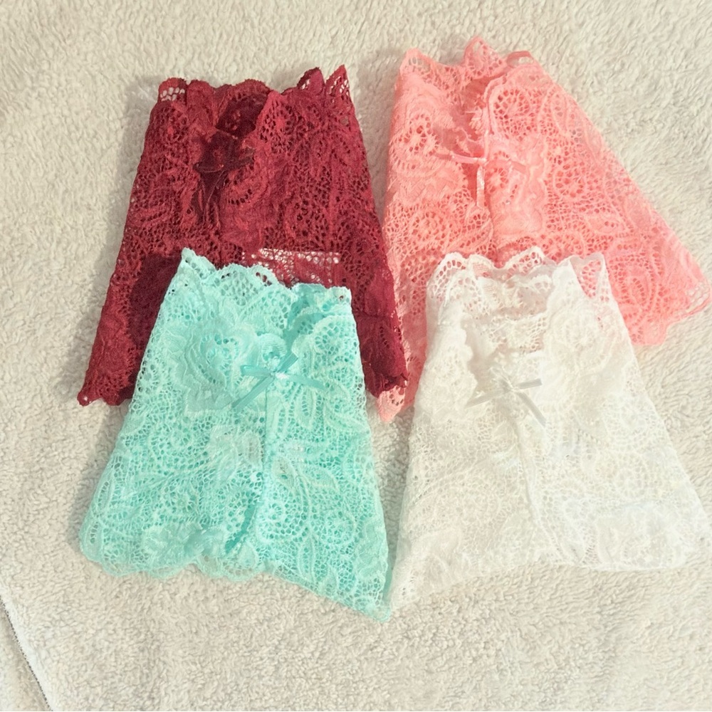 Pack 4 Panties Floral Lace Size L Sexy Hipster Multicolor New - Picture 3 of 11